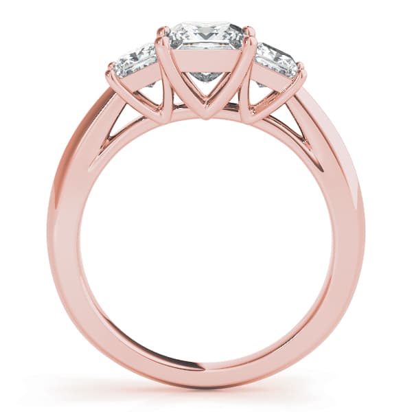 3-Stone Princess Cut Prong Set Engagement Ring, style 84600, Side view in rose gold