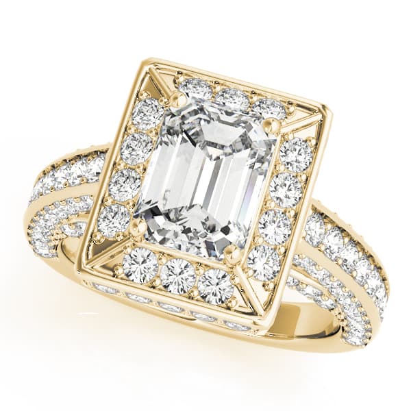 Halo Engagement Ring For Ec, style 84605, Front view in yellow gold