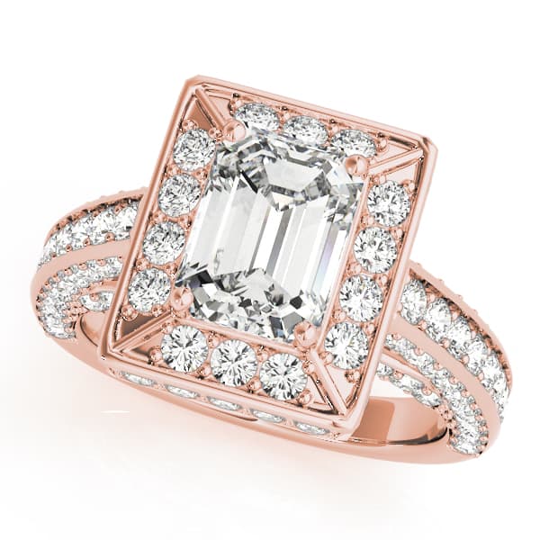 Halo Engagement Ring For Ec, style 84605, Front view in rose gold