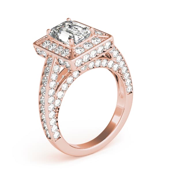 Halo Engagement Ring For Ec, style 84605, Angle view in rose gold