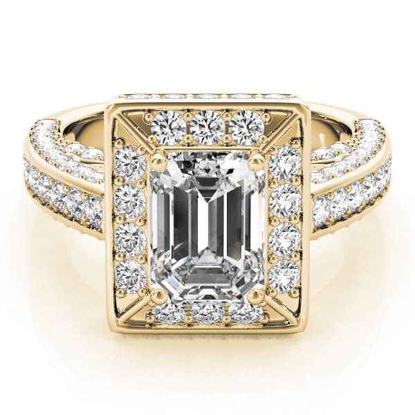 Halo Engagement Ring For Ec, style 84605, On hand view in yellow gold