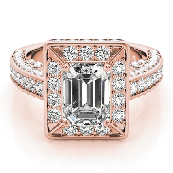 Halo Engagement Ring For Ec, style 84605, On hand view in rose gold