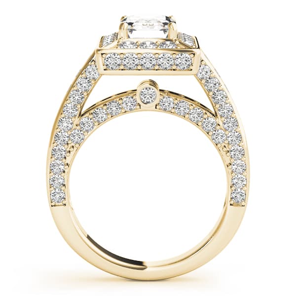 Halo Engagement Ring For Ec, style 84605, Side view in yellow gold