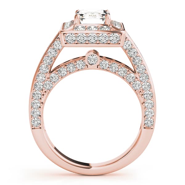 Halo Engagement Ring For Ec, style 84605, Side view in rose gold