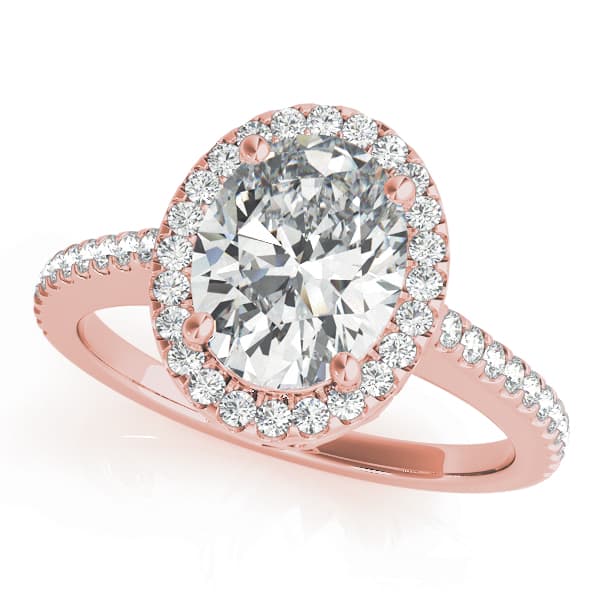 Oval Halo, style 84606, Front view in rose gold