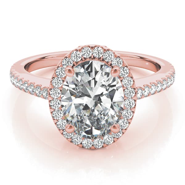 Oval Halo, style 84606, On hand view in rose gold