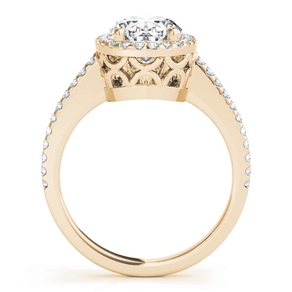 Oval Halo, style 84606, Side view in yellow gold