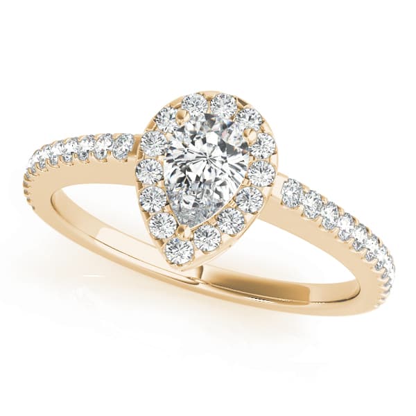 Pear Halo, style 84607, Front view in yellow gold