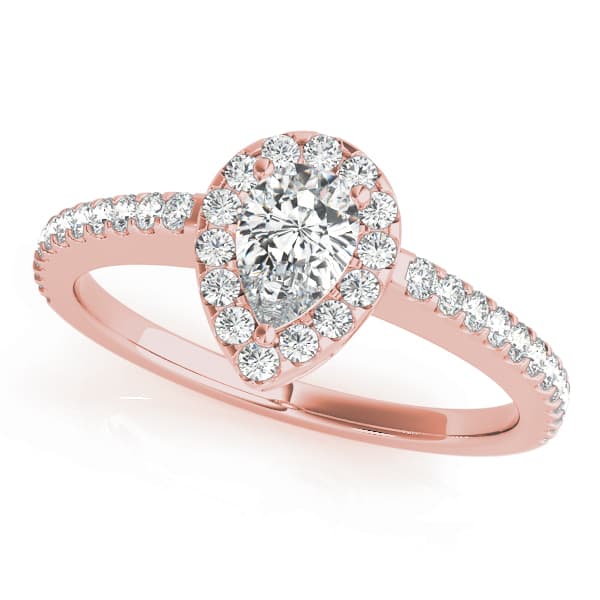 Pear Halo, style 84607, Front view in rose gold