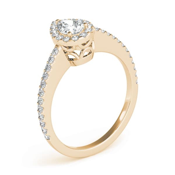 Pear Halo, style 84607, Angle view in yellow gold