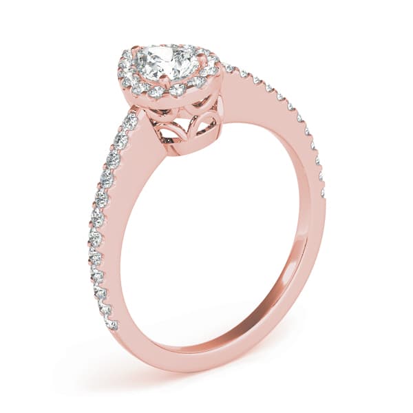 Pear Halo, style 84607, Angle view in rose gold