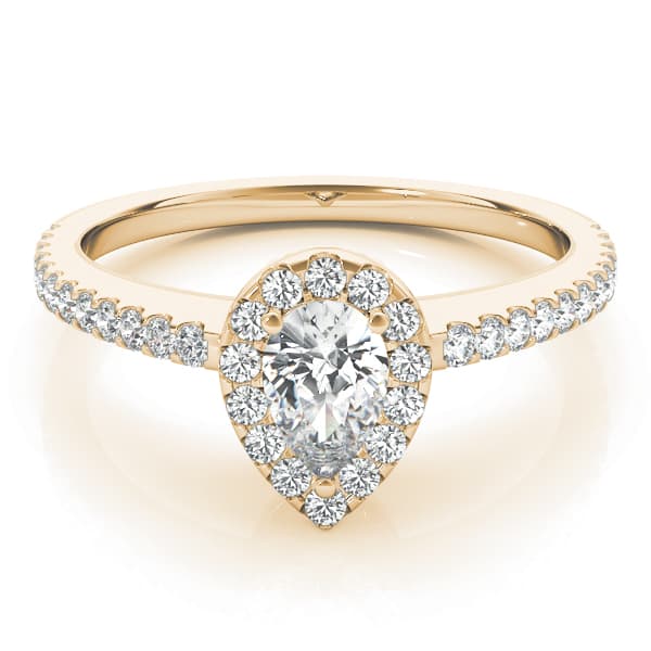 Pear Halo, style 84607, On hand view in yellow gold