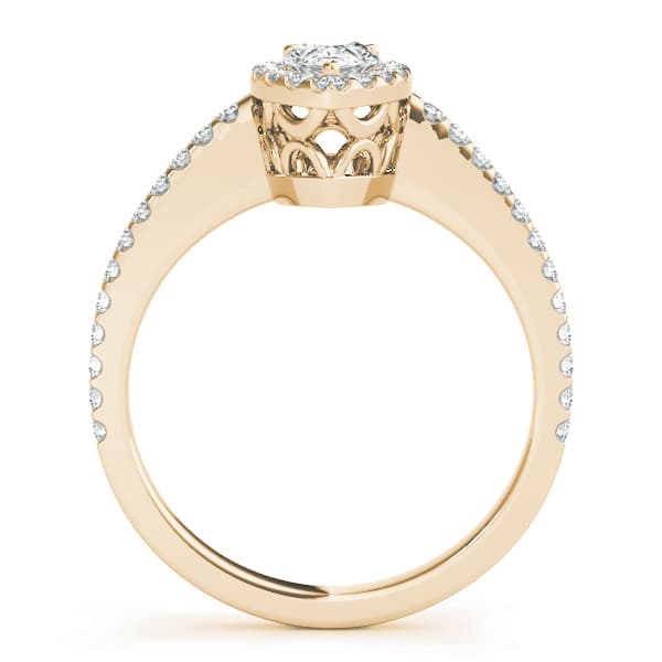 Pear Halo, style 84607, Side view in yellow gold