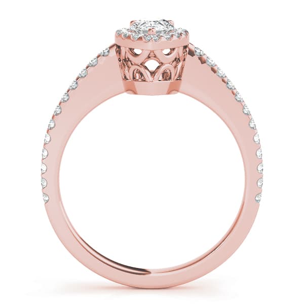 Pear Halo, style 84607, Side view in rose gold