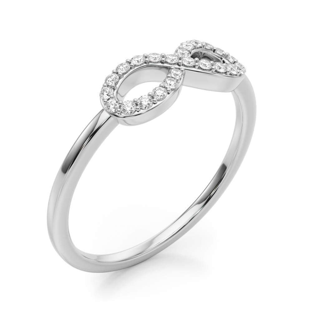 Infinity Twisted Wedding Ring (1/8 ct. tw.), Angle view in white gold or platinum