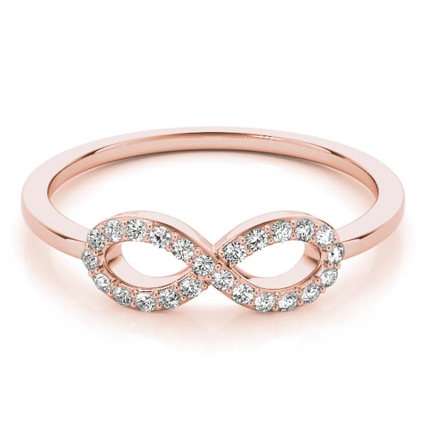 Infinity Twisted Wedding Ring (1/8 ct. tw.), On hand view in rose gold