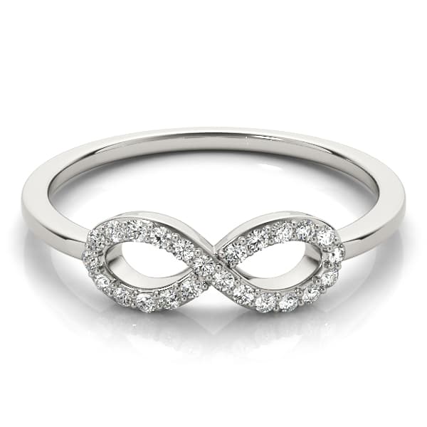 Infinity Twisted Wedding Ring (1/8 ct. tw.), On hand view in white gold or platinum