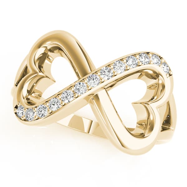Infinity Twisted Heart Wedding Ring (1/8 ct. tw.), Front view in yellow gold