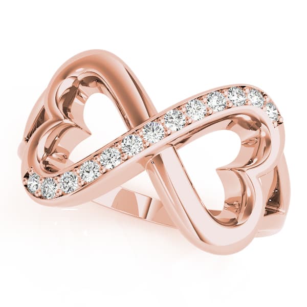 Infinity Twisted Heart Wedding Ring (1/8 ct. tw.), Front view in rose gold