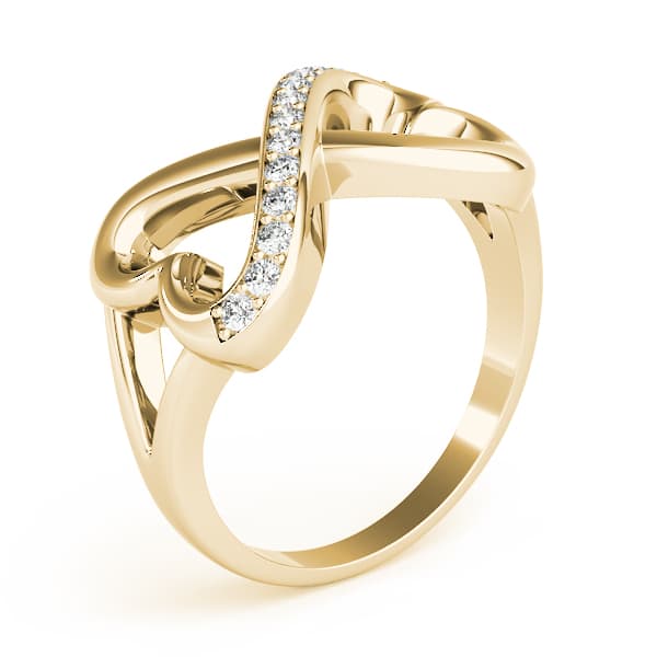 Infinity Twisted Heart Wedding Ring (1/8 ct. tw.), Angle view in yellow gold