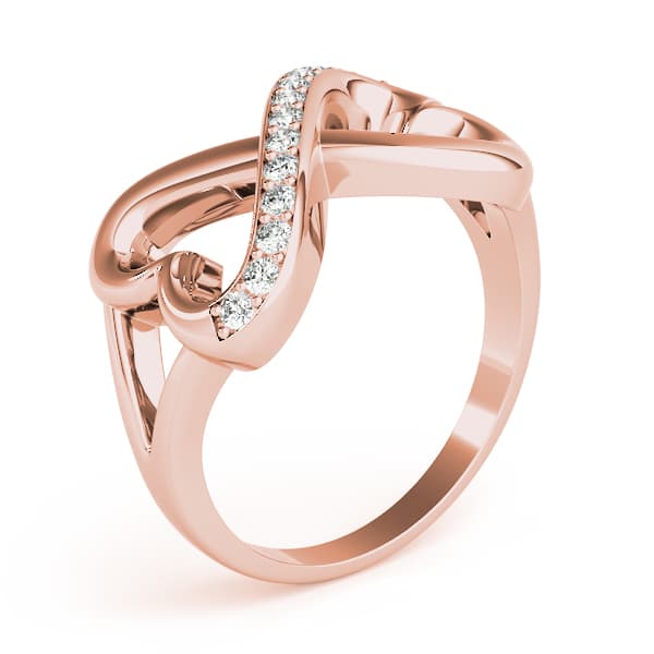 Infinity Twisted Heart Wedding Ring (1/8 ct. tw.), Angle view in rose gold