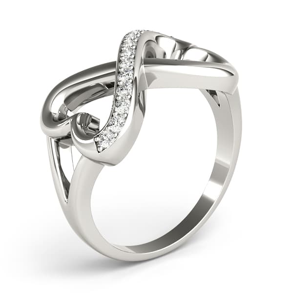 Infinity Twisted Heart Wedding Ring (1/8 ct. tw.), Angle view in white gold or platinum