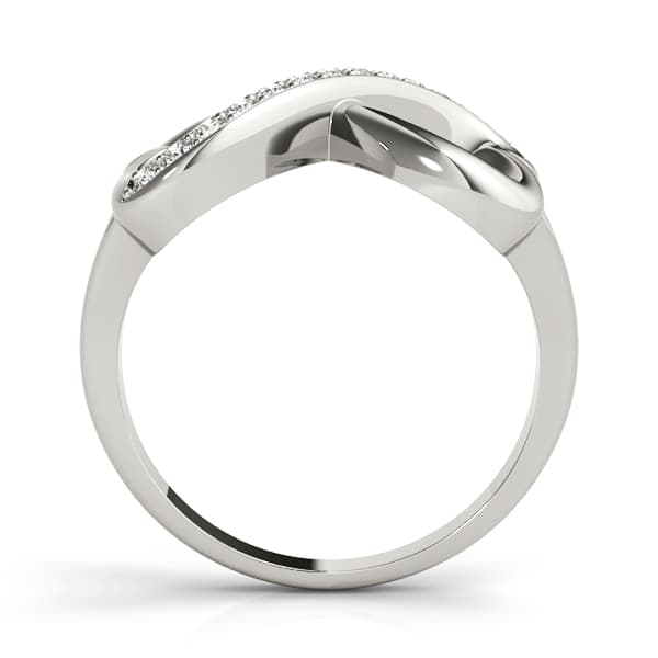 Infinity Twisted Heart Wedding Ring (1/8 ct. tw.), Side view in white gold or platinum