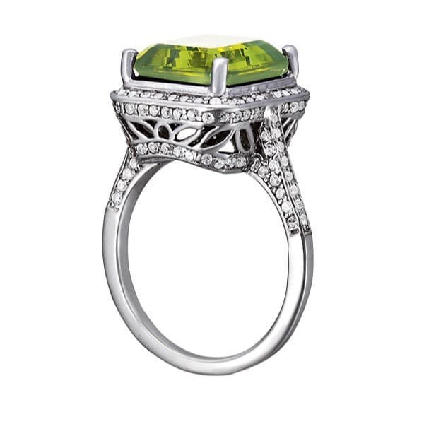 Emerald Gemstone Ring (0.7 ct. tw.), Side view in white gold or platinum