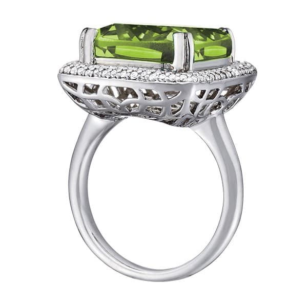 Princess & Cushion Gemstone Ring (0.43 ct. tw.), Side view in white gold or platinum