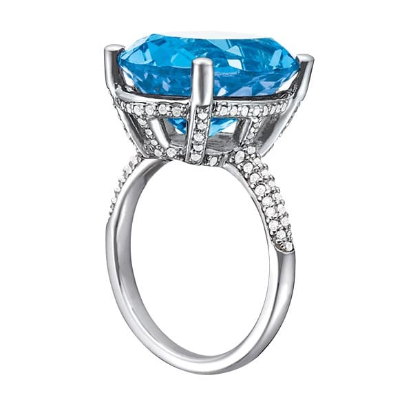 Oval Gemstone Ring (0.48 ct. tw.), Side view in white gold or platinum
