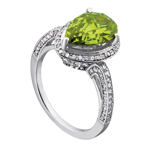 Pear Gemstone Ring (0.55 ct. tw.), Side view in white gold or platinum