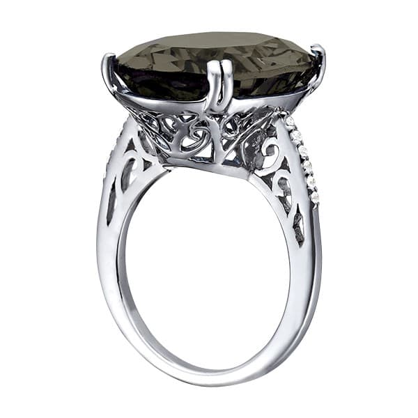 Double Prong Filigree Color Ring (0.07 ct. tw.), Side view in white gold or platinum