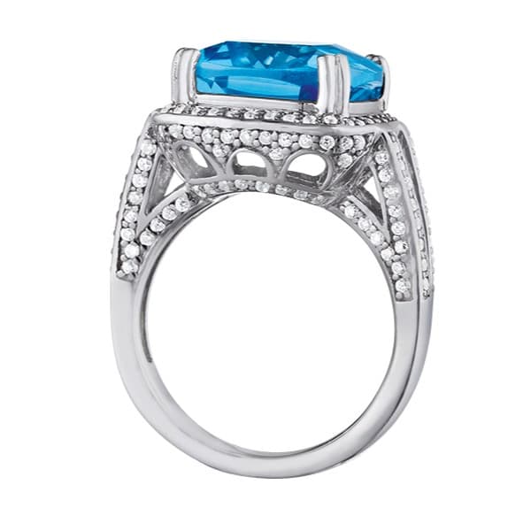 Princess & Cushion Gemstone Ring (2/3 ct. tw.), Side view in white gold or platinum