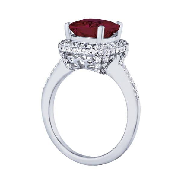 Princess & Cushion Gemstone Ring (0.55 ct. tw.), Side view in white gold or platinum
