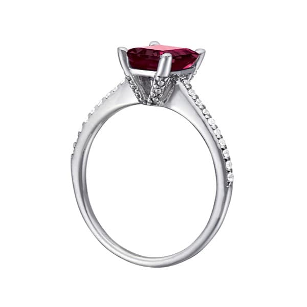 Emerald Gemstone Ring (0.1 ct. tw.), Side view in white gold or platinum