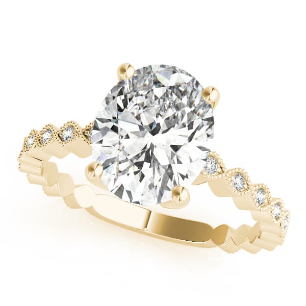 Marquise Shaped Milgrain Engagement Ring, style 84625, Front view in yellow gold