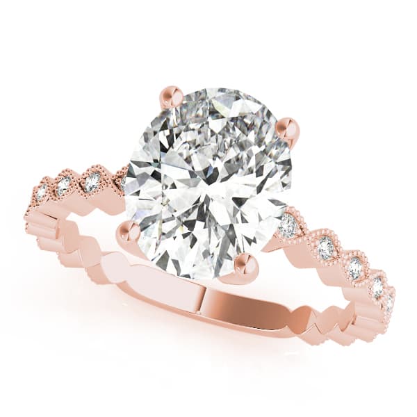 Marquise Shaped Milgrain Engagement Ring, style 84625, Front view in rose gold