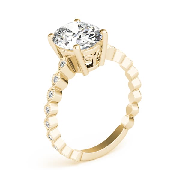 Marquise Shaped Milgrain Engagement Ring, style 84625, Angle view in yellow gold