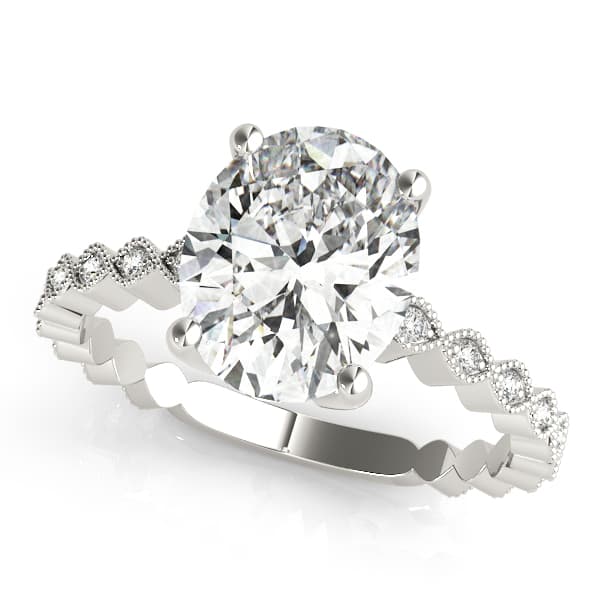 Marquise Shaped Milgrain Engagement Ring — style 84625 in 10k White Gold