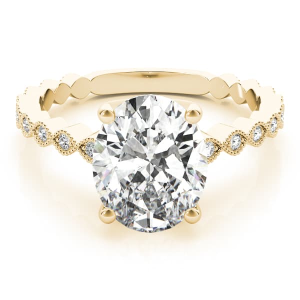 Marquise Shaped Milgrain Engagement Ring, style 84625, On hand view in yellow gold
