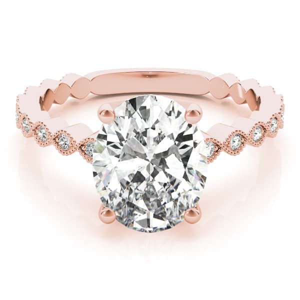 Marquise Shaped Milgrain Engagement Ring, style 84625, On hand view in rose gold