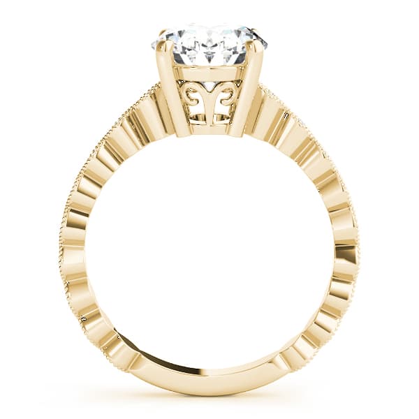 Marquise Shaped Milgrain Engagement Ring, style 84625, Side view in yellow gold