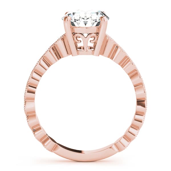 Marquise Shaped Milgrain Engagement Ring, style 84625, Side view in rose gold