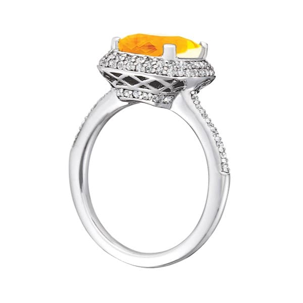 Princess & Cushion Gemstone Ring (0.43 ct. tw.), Side view in white gold or platinum