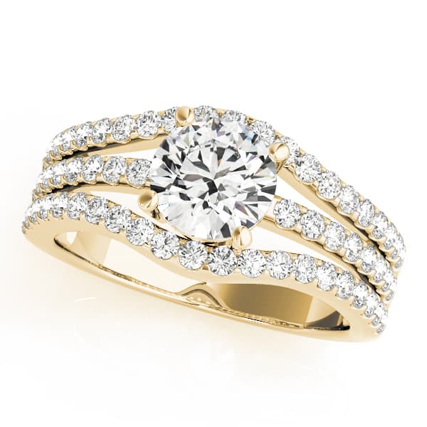 3 Row Engagement Ring, style 84627, Front view in yellow gold