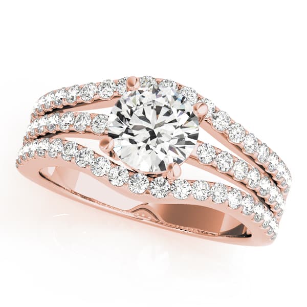 3 Row Engagement Ring, style 84627, Front view in rose gold