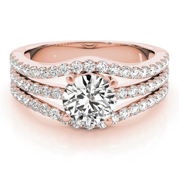 3 Row Engagement Ring, style 84627, On hand view in rose gold