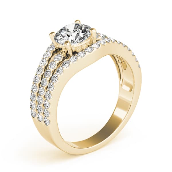 3 Row Engagement Ring, style 84627, Top view in yellow gold