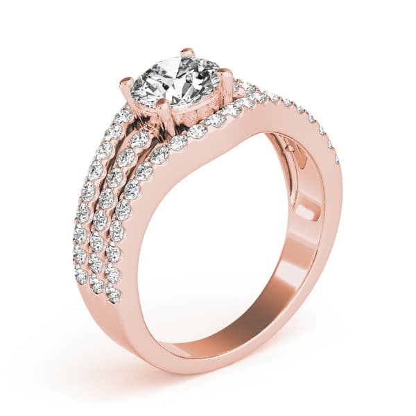 3 Row Engagement Ring, style 84627, Top view in rose gold