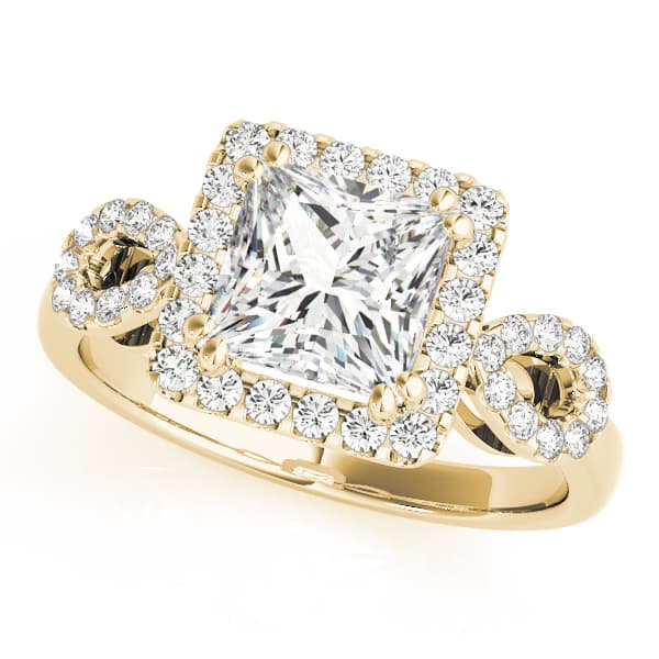 6.5mm Princess, style 84629, Front view in yellow gold